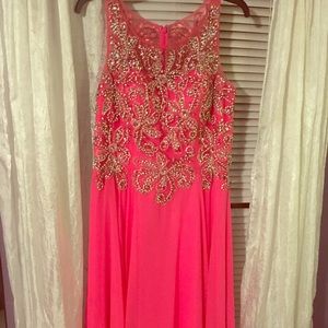 Pink Beaded Prom Dress